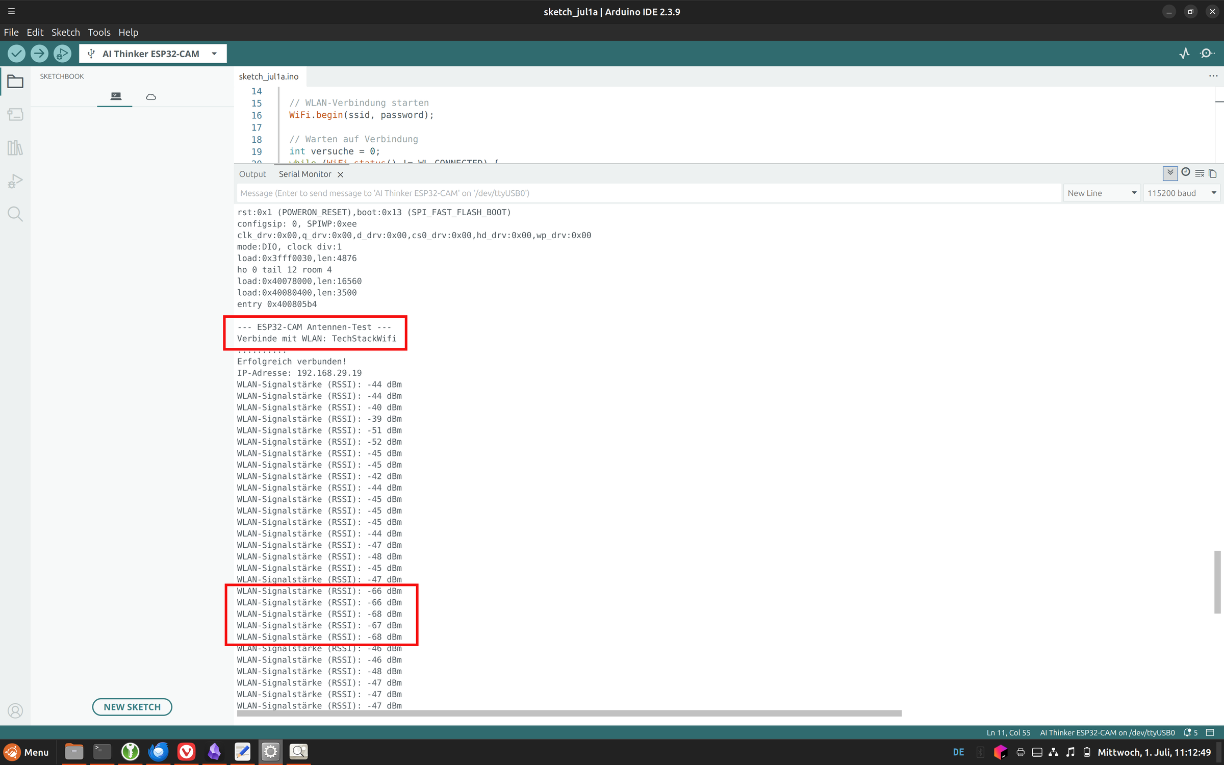 20260701_ESM32_CAM_Arduino_IDE_beschriftet_04_TestSuccess.png