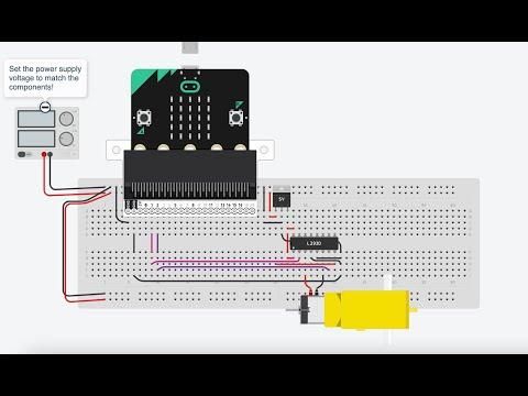 Control y programaci&oacute;n de motores DC con puente H l293D usando la microBit en TinkerCad.
