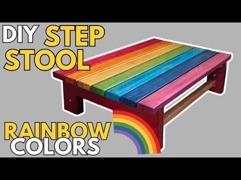 DIY Rainbow Step Stool &ndash; Fun &amp; Colorful Woodworking! ft. Rubio Monocoat 🌈
