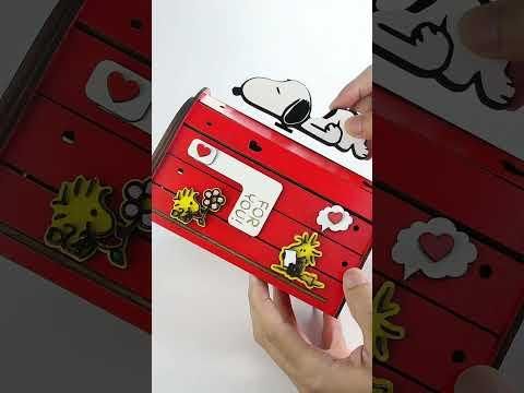 DIY Red Storage Box#3dpuzzle with Snoopy on Top with Creatorally Colored Plywood#lasercutting