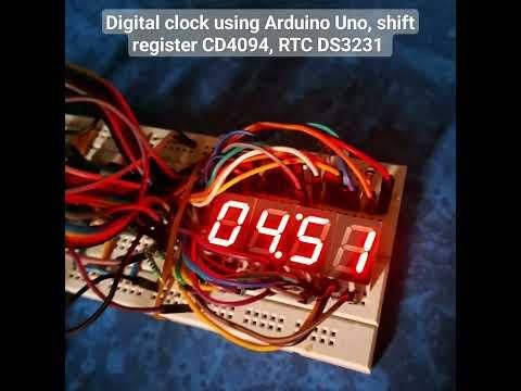 Digital clock using Arduino Uno, shift register CD4094, RTC DS3231
