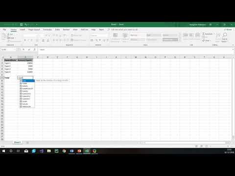 Finding sum of data in MS excel