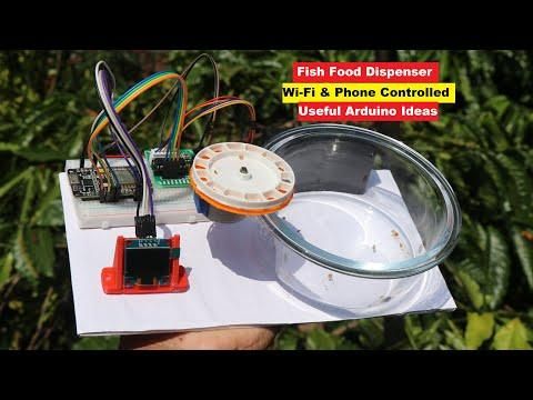 How To Make Fish Food Dispenser Using Nodemcu with OLED display | Wi-Fi Controlled Food Dispenser
