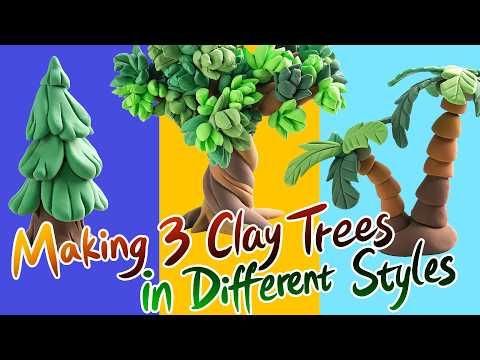 Making 3 Clay Trees in Different Styles | Step-by-Step Clay Tutorial