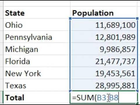 Microsoft Excel Sum Formula