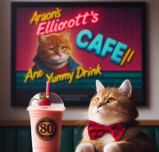 cat at Elliott's cafe with Aaron's Yummy Drink.PNG