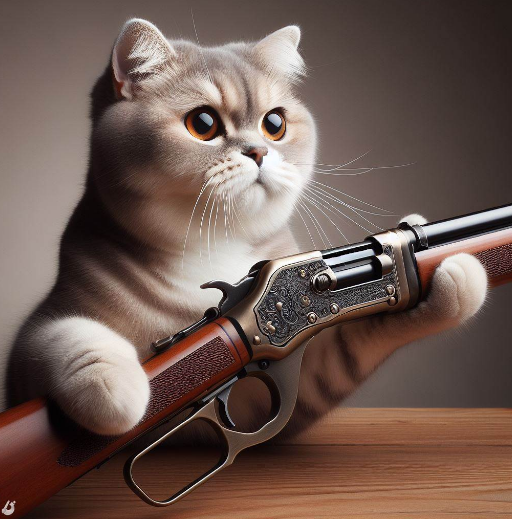 cat holding .22 cal lever action rifle.PNG
