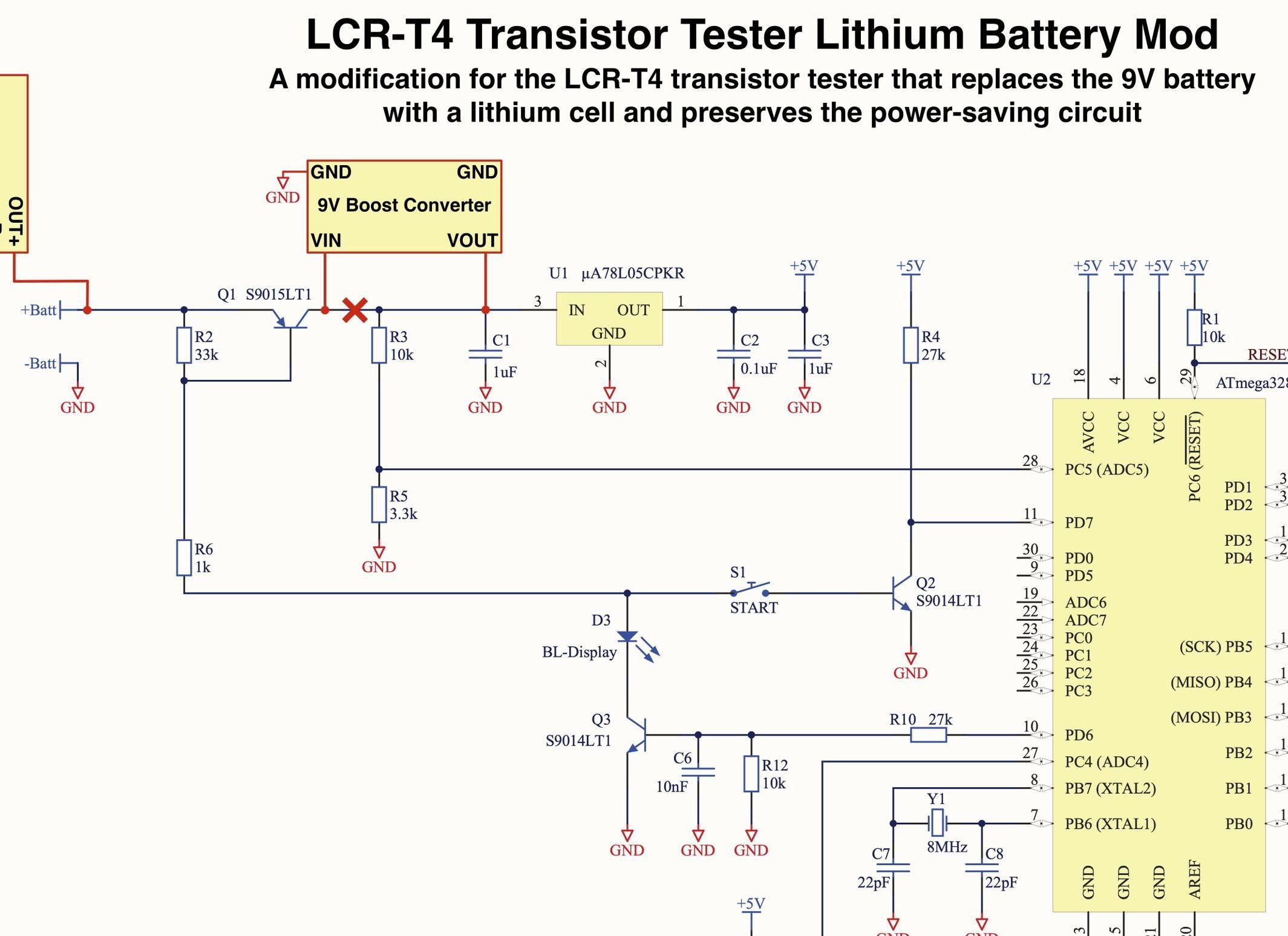 LCR-T4 Transistor Tester Lithium Battery Mod