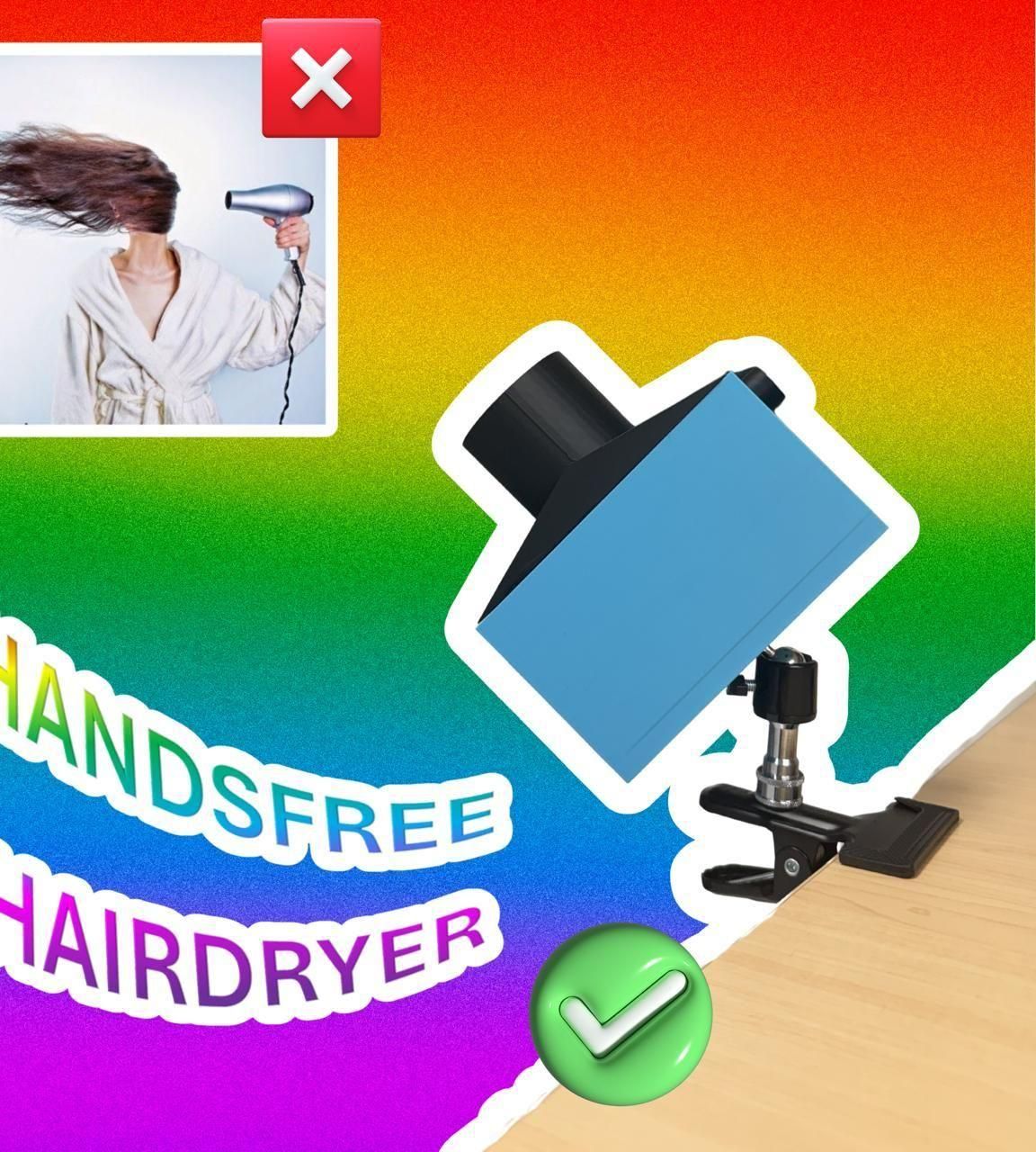 Temperature Controlled Handsfree Hairdryer