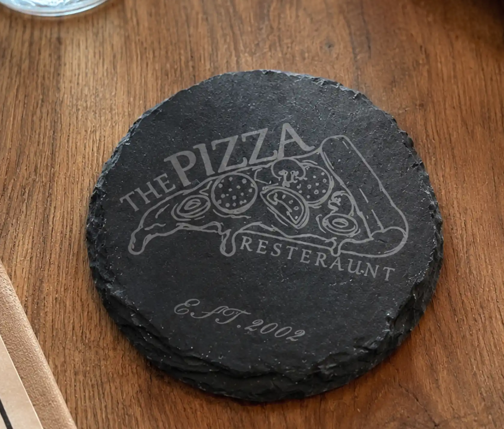 Customized Slate Restaurant Logo Coaster