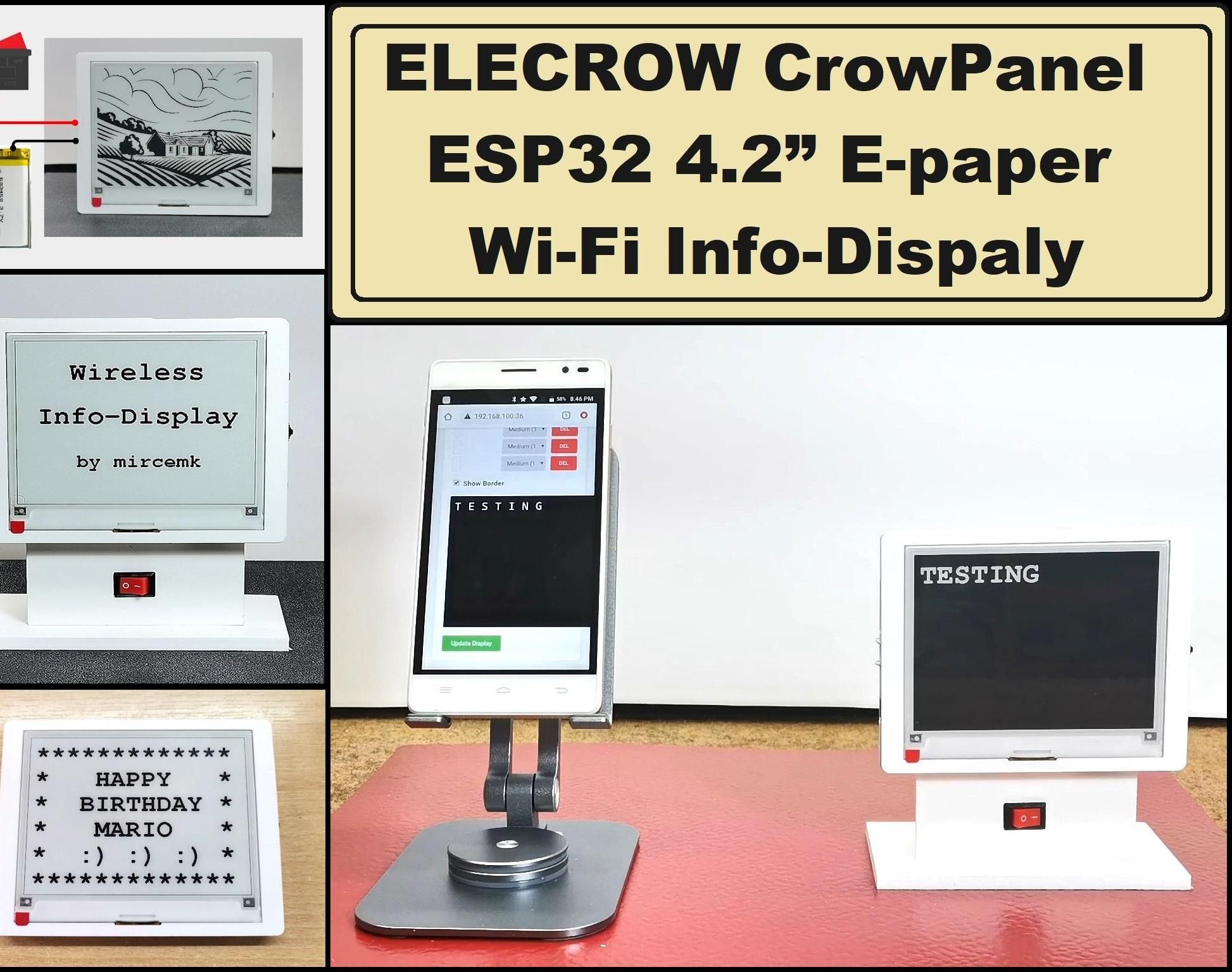 ELECROW CrowPanel ESP32 4.2” E-paper Wi-Fi Info-Dispaly Project