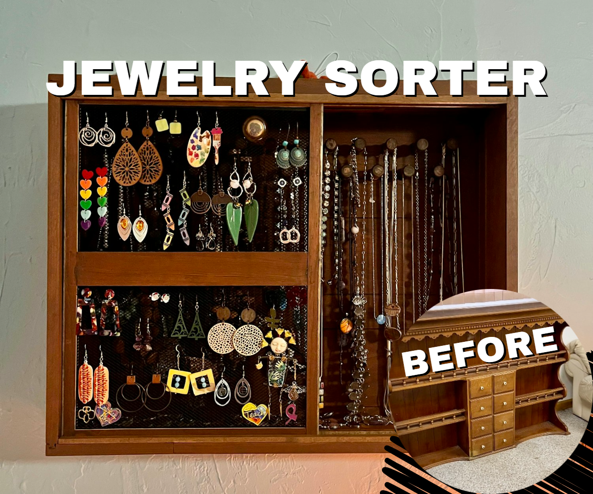 Repurposed Hutch to Jewelry Cabinet