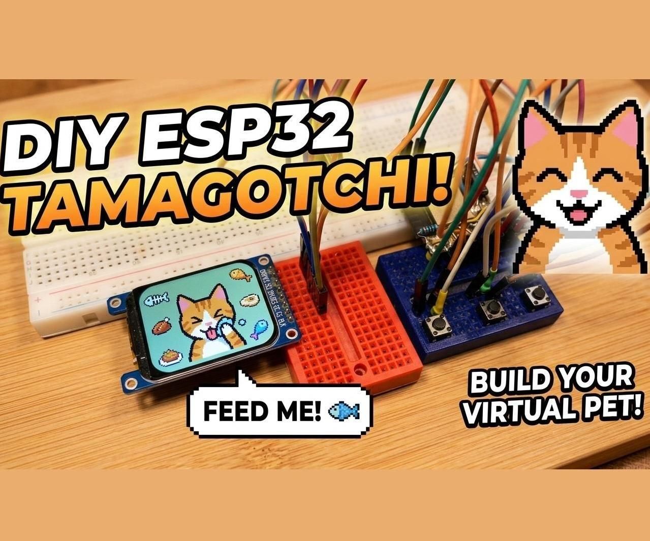 DIY ESP32-C3 Tamagotchi: Immortalize Your Pet!