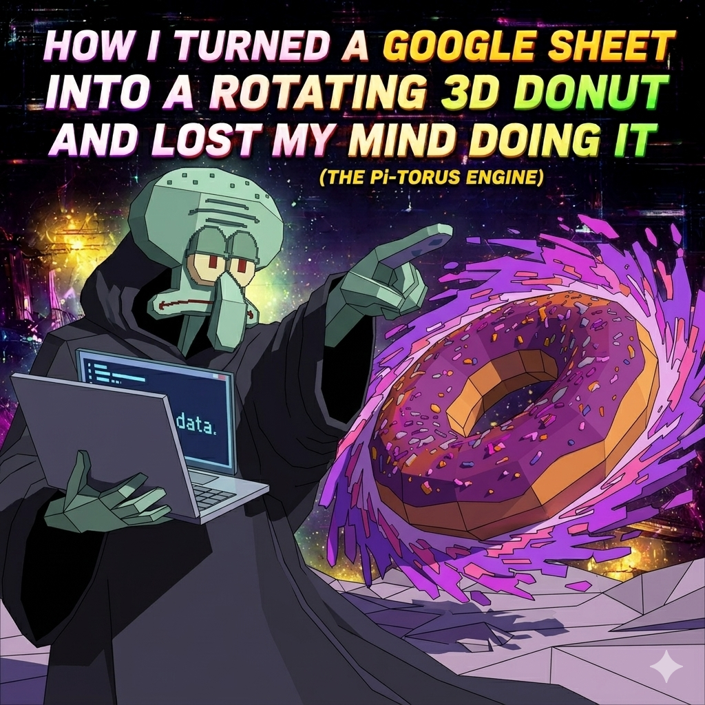 How I Turned a Google Sheet Into a Rotating 3D Donut and Lost My Mind Doing It (The Π-Torus Engine)