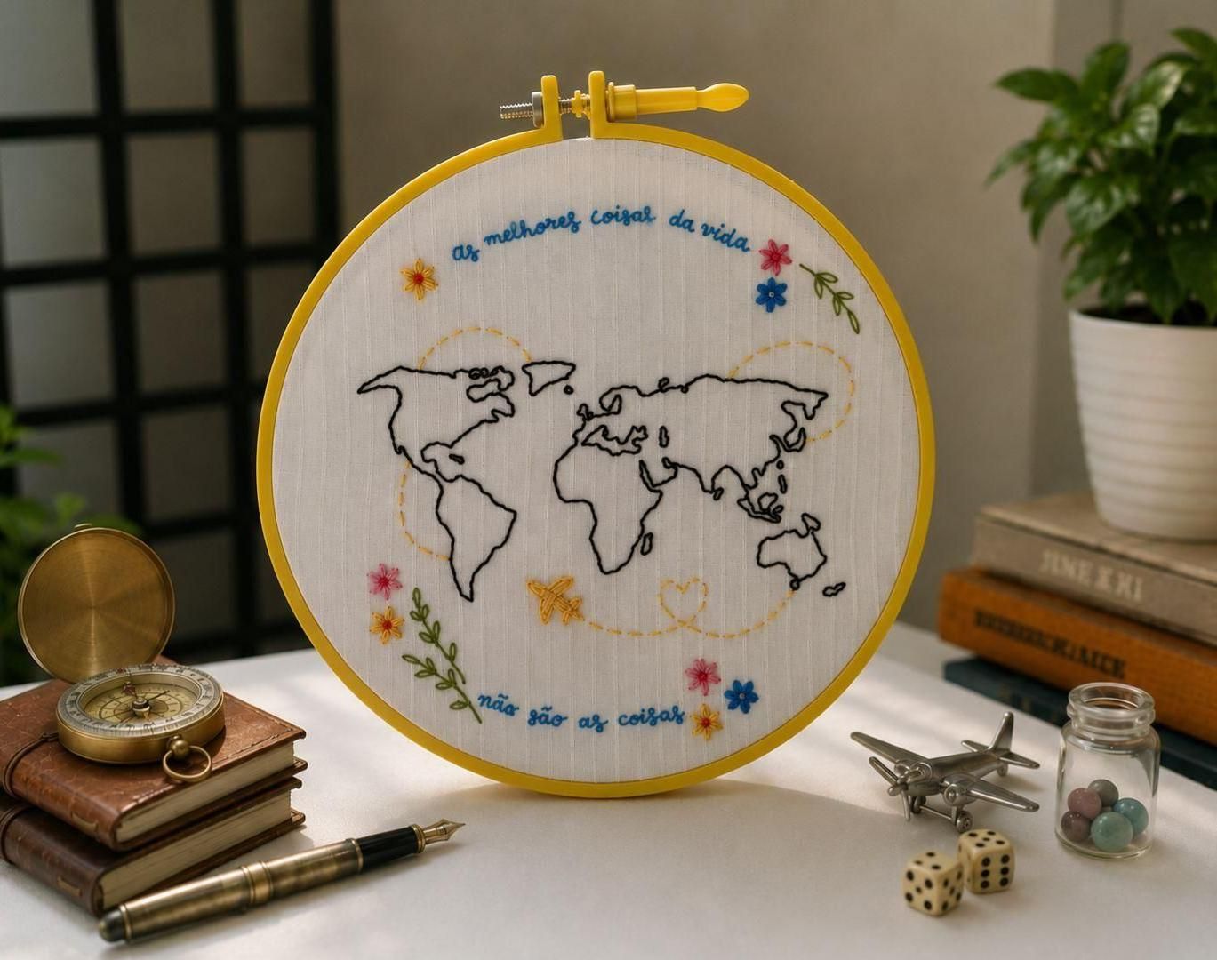 Threads of Travel: a Wanderlust-Inspired Embroidery Art Piece