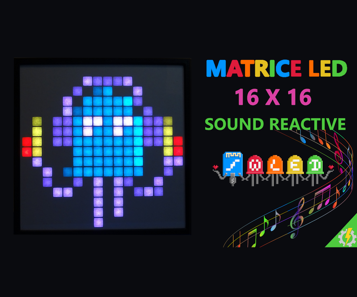 DIY WLED 16x16 LED Smart RGB Matrix Panel With ESP32 and INMP441