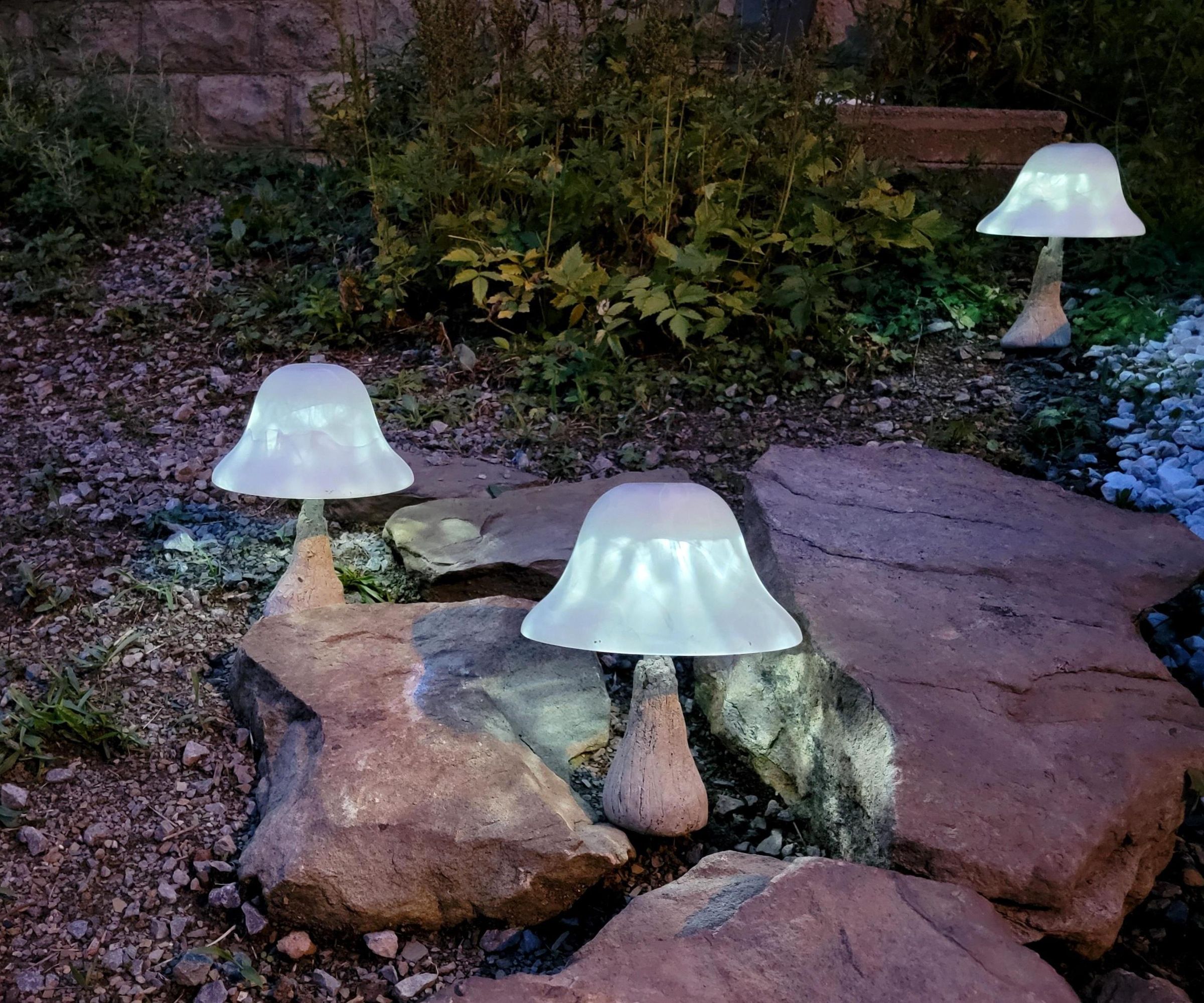 Upcycled Solar Garden Mushroom Lights