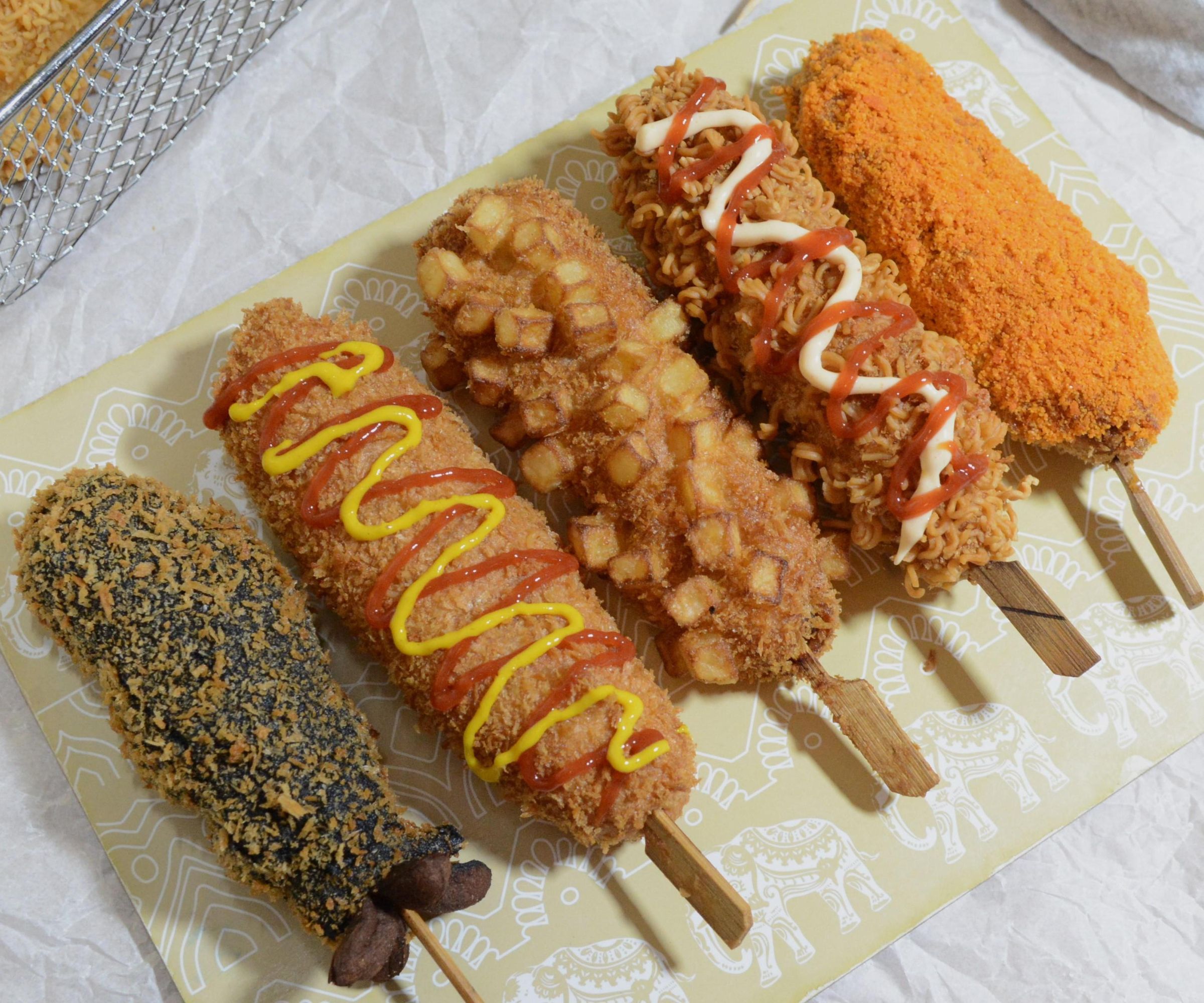 Extra Crunchy Korean Corn Dog (Ramen, French Fries and Takis Edition)
