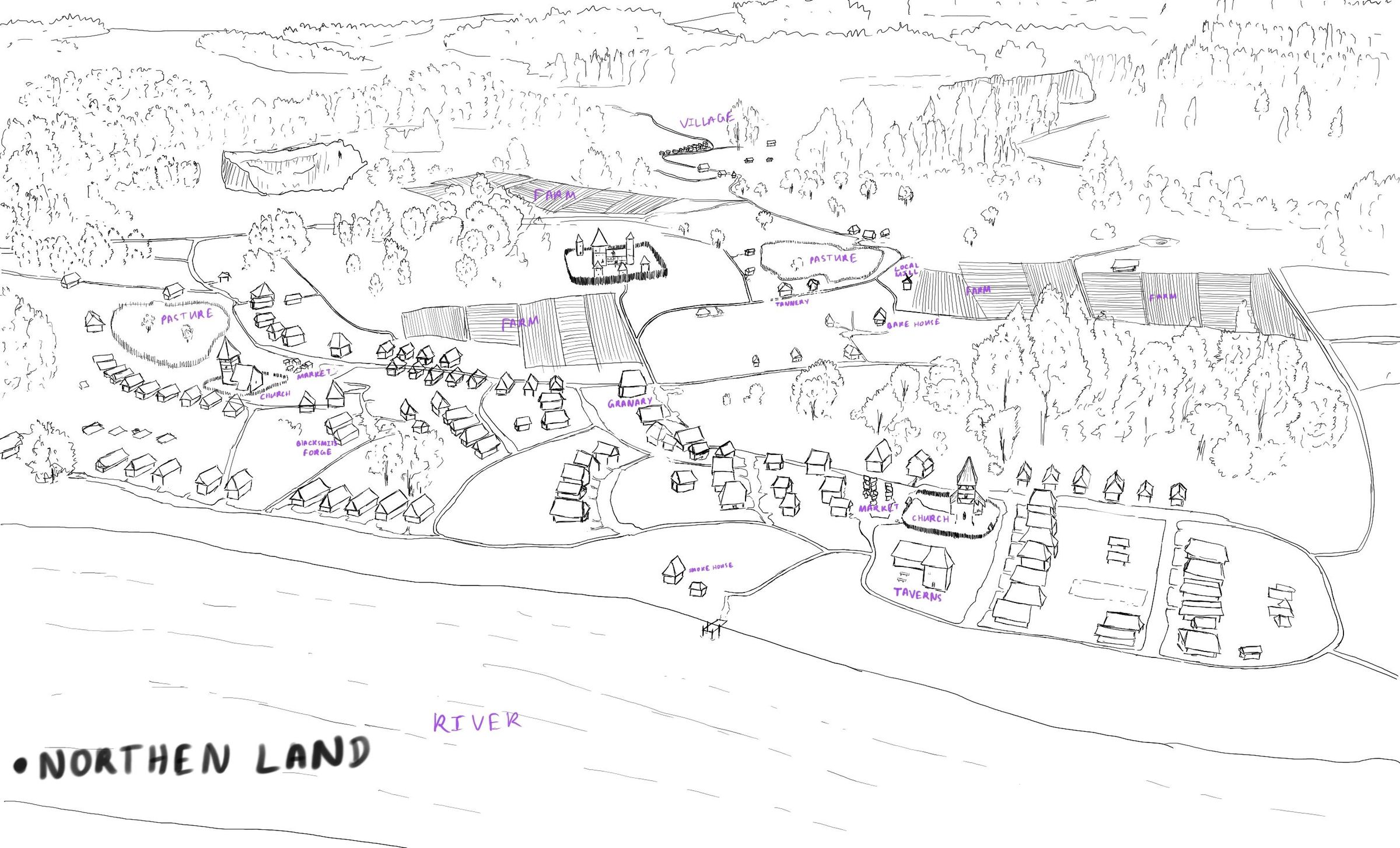 A FANTASY MAP OF a VILLAGE