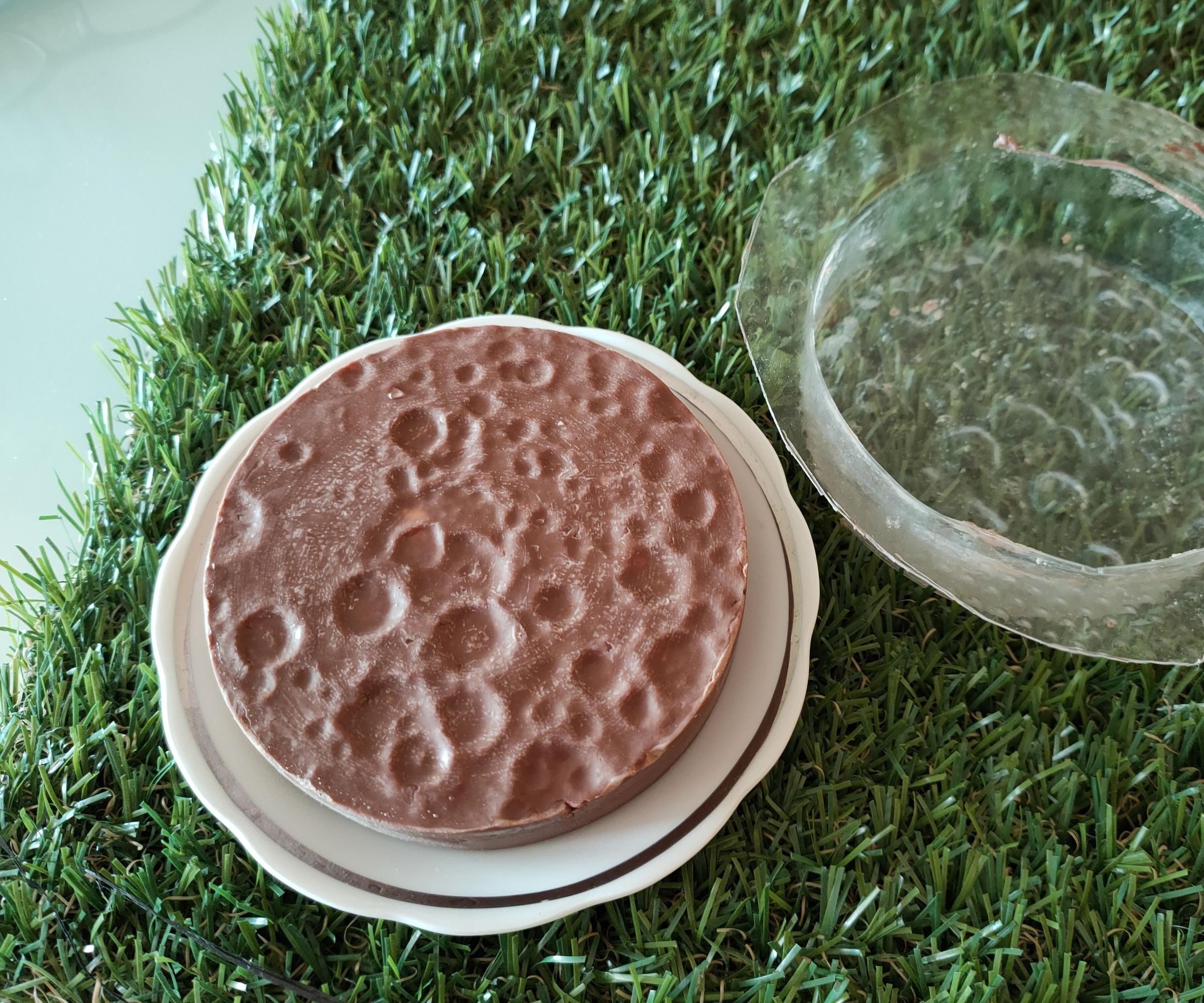 Moon Shaped Chocolate With Hazelnuts, Based on Real 3D Data of the Moon Surface