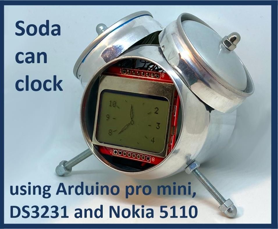 Soda Can Clock Using Arduino Pro Mini, DS3231 and Nokia 5110