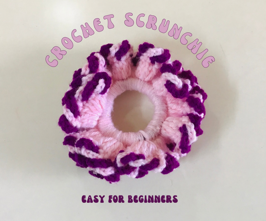 Candy Cane Crochet Scrunchie — Written + Video Tutorial