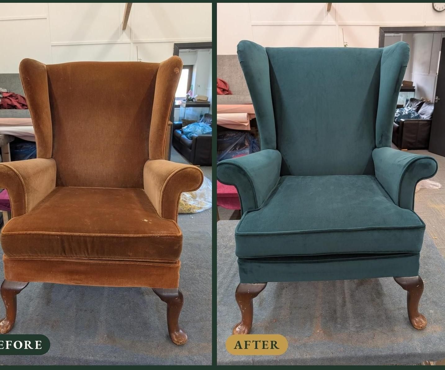 How to Reupholster a Wing Chair: a Parker Knoll in Teal Velvet
