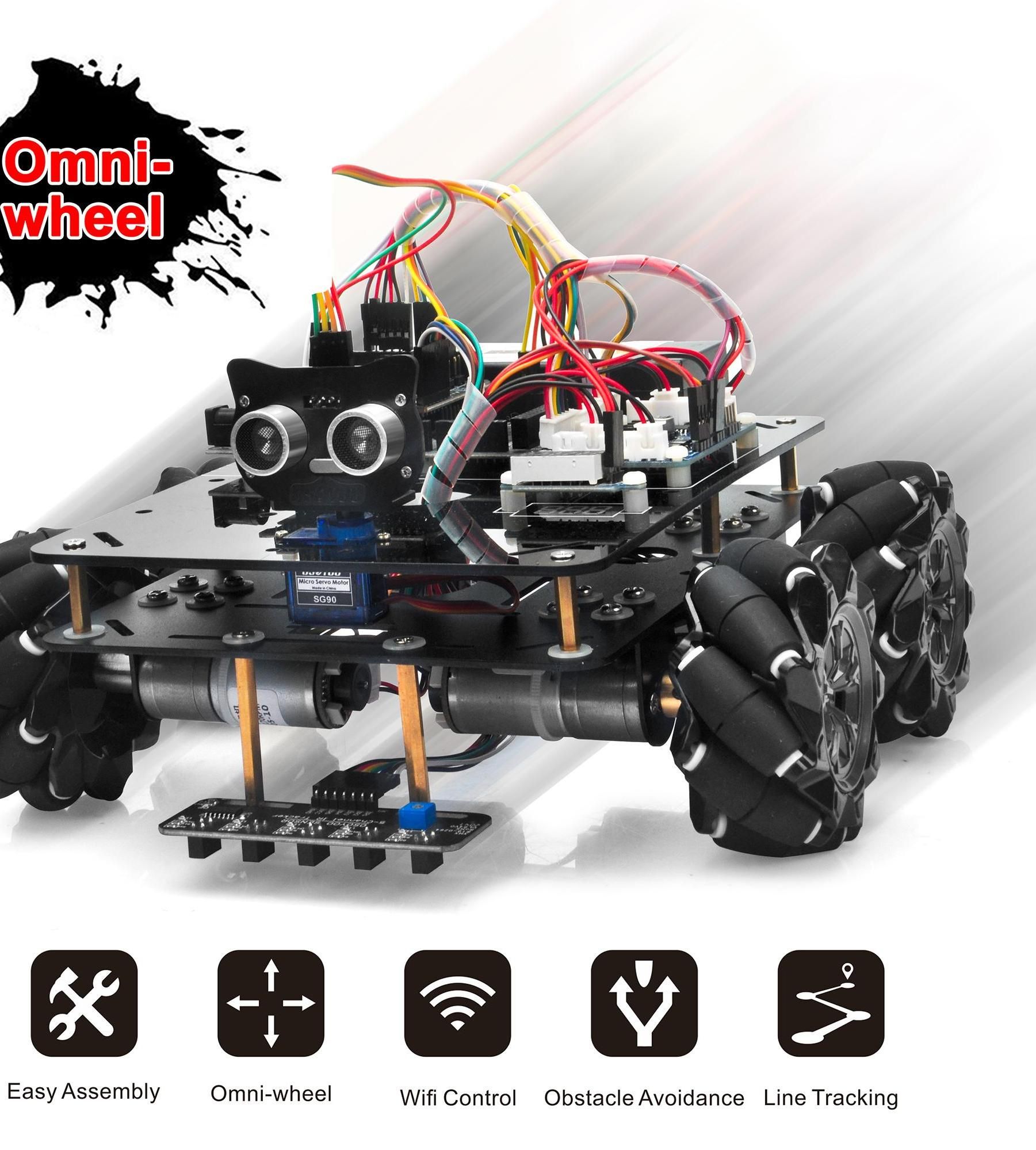 M2 Black Metal Chassis Mecanum Wheel Robotic Car Kit for Arduino Mega2560 DIY