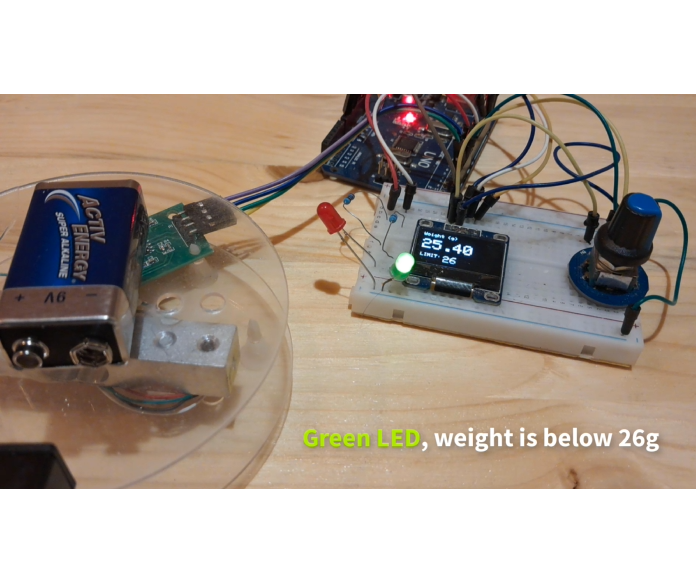 Adjustable LED Weight Limit Indicator With HX711 Scale Using Visuino