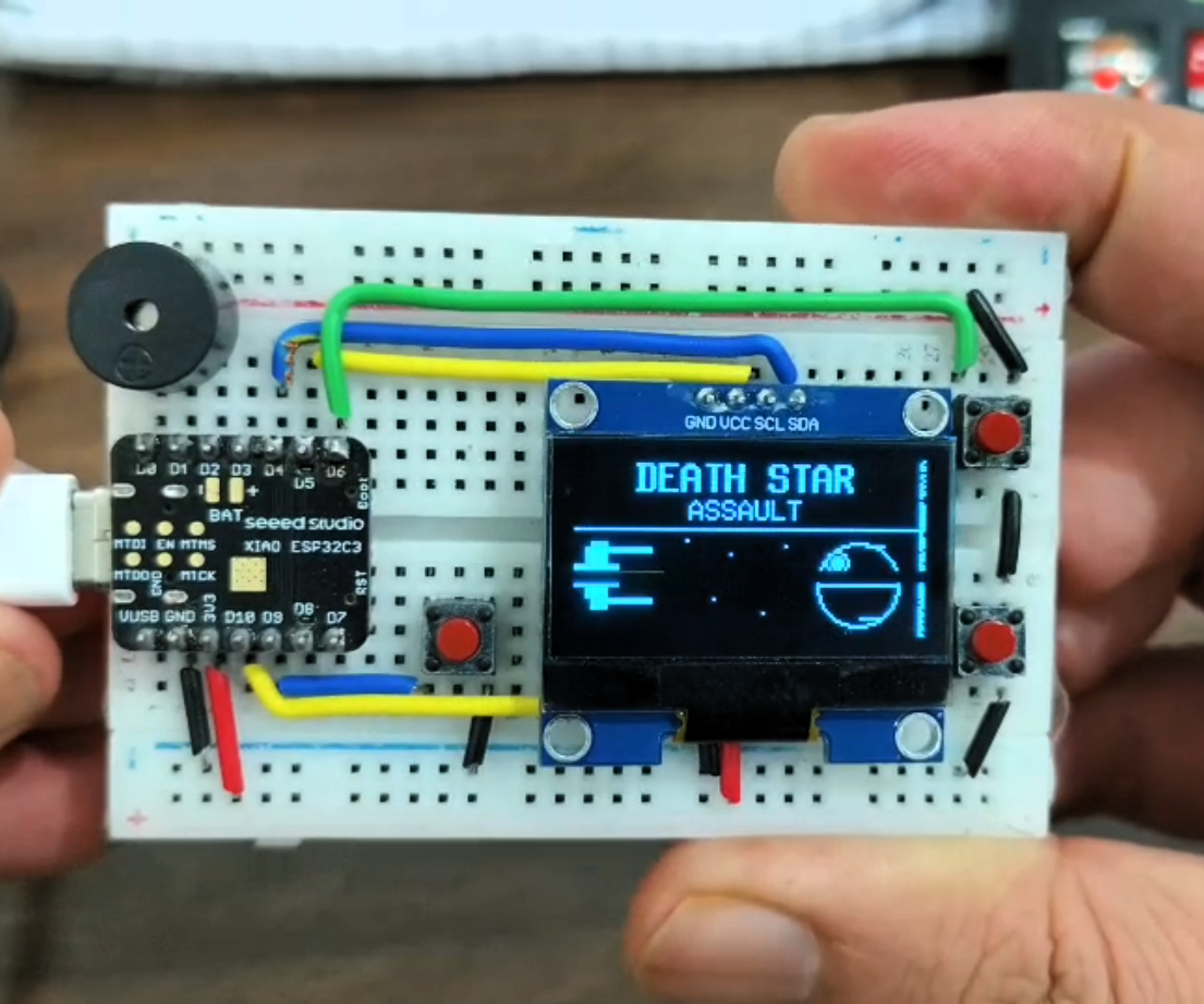Death Star Assault: a Breadboard Arcade Game Inspired by 1970s Sci-Fi