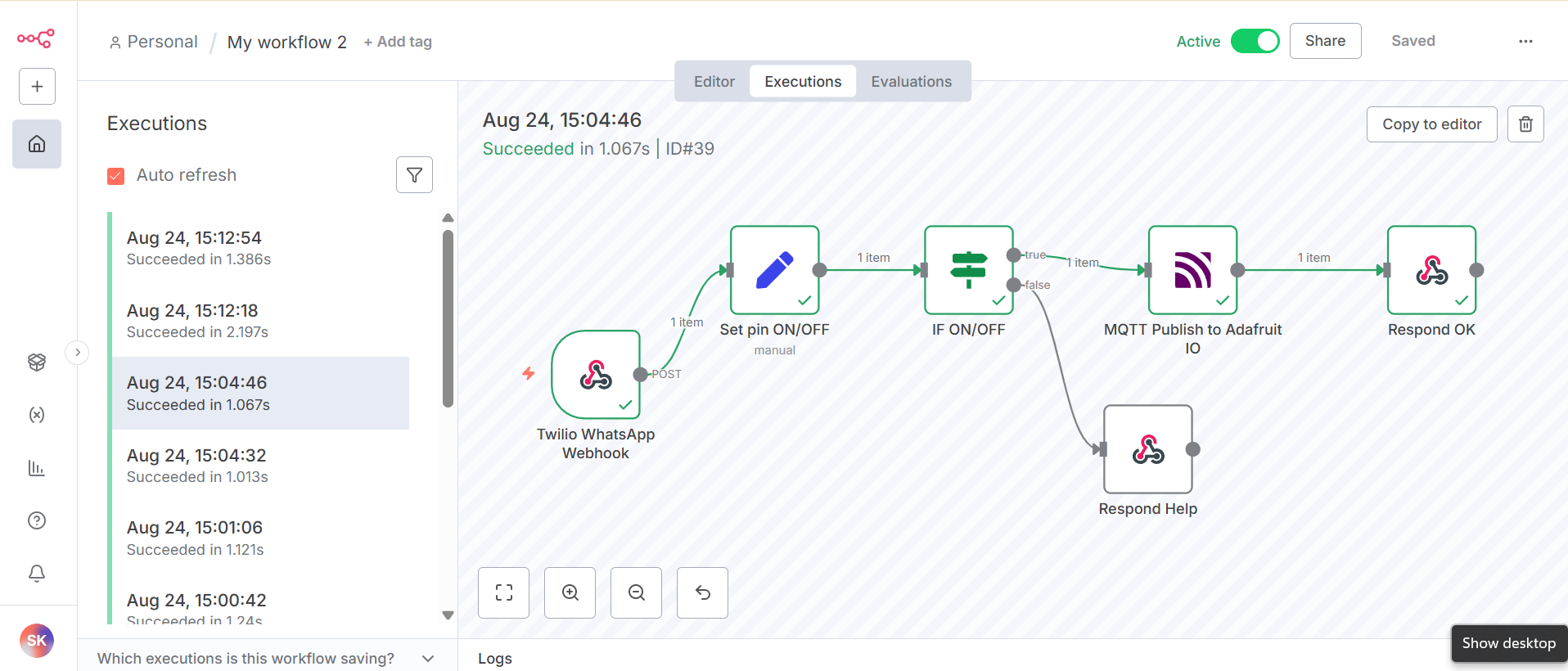 Using N8n WhatsApp Controlled Home Automation Using ESP32