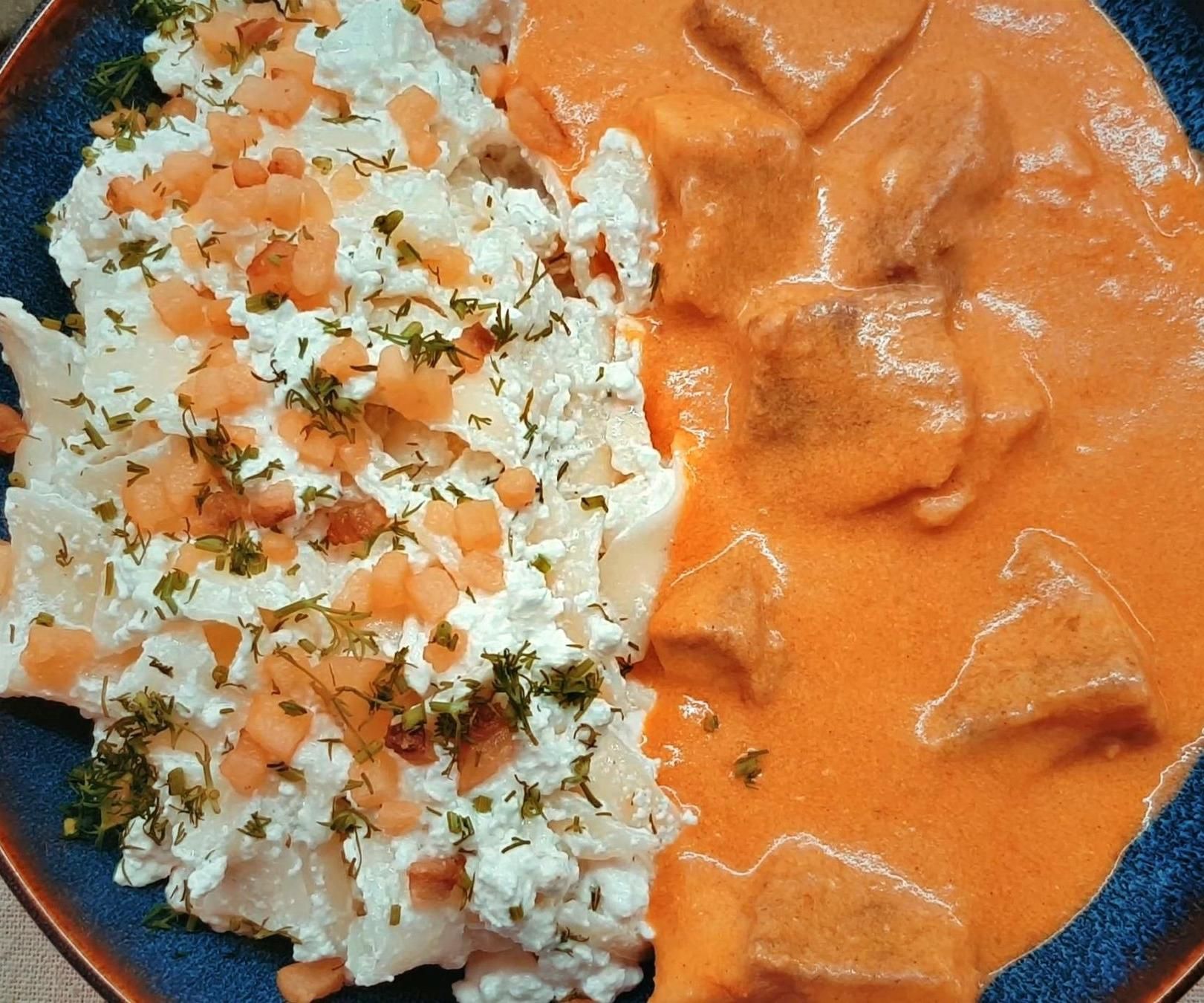 How to Make Hungarian Catfish Paprikash With Cottage Cheese Pasta