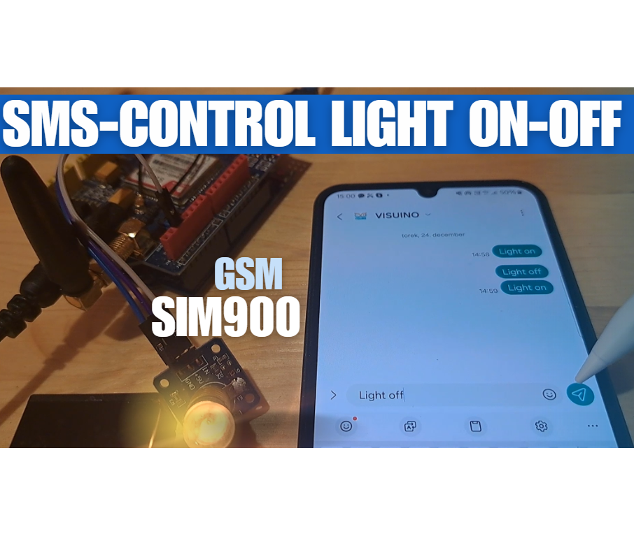 Control Light ON/OFF Via SMS With SIM900 Module - Visuino Project