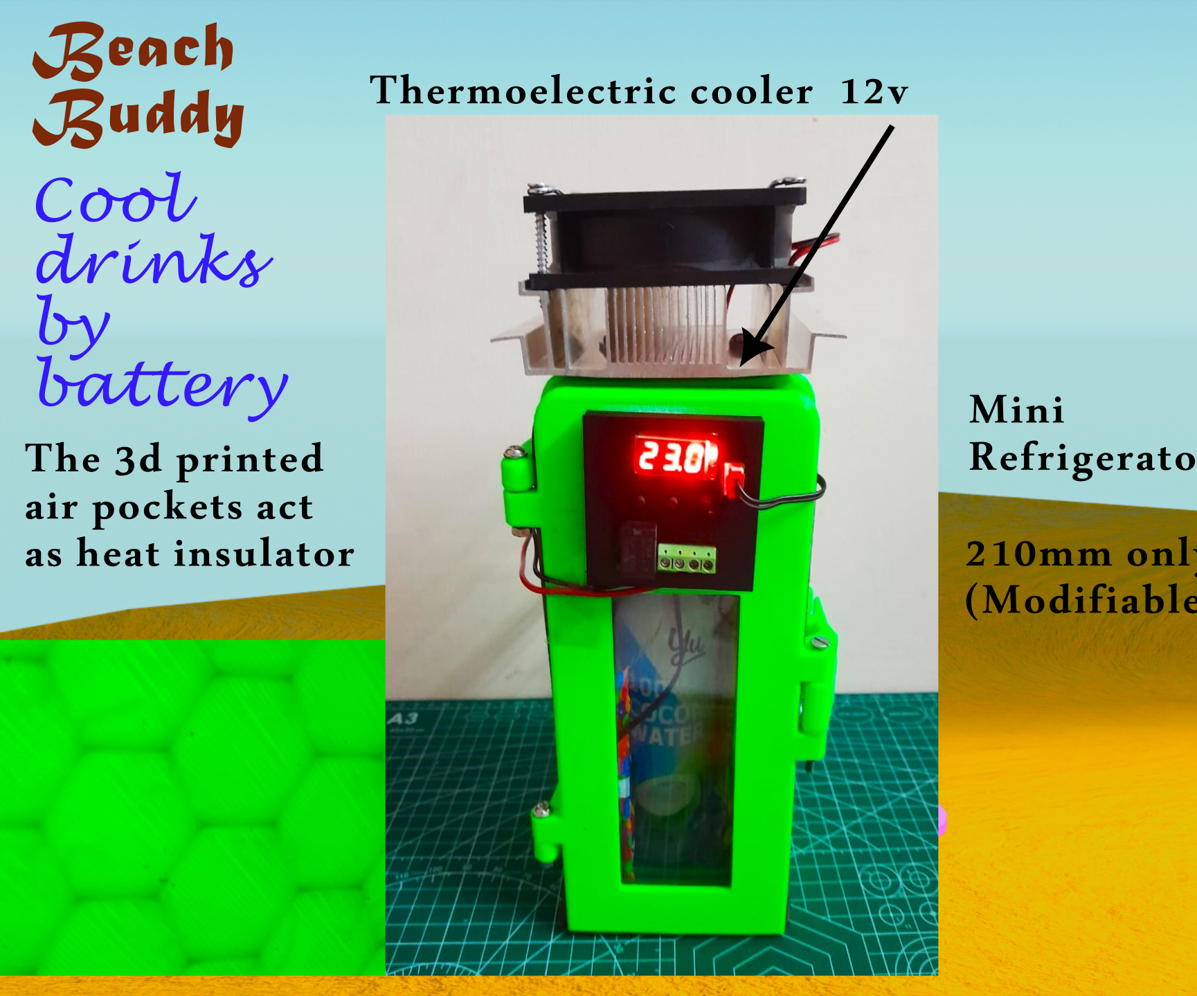 Portable Drink Cooler 3D Print , Diy, Stl,