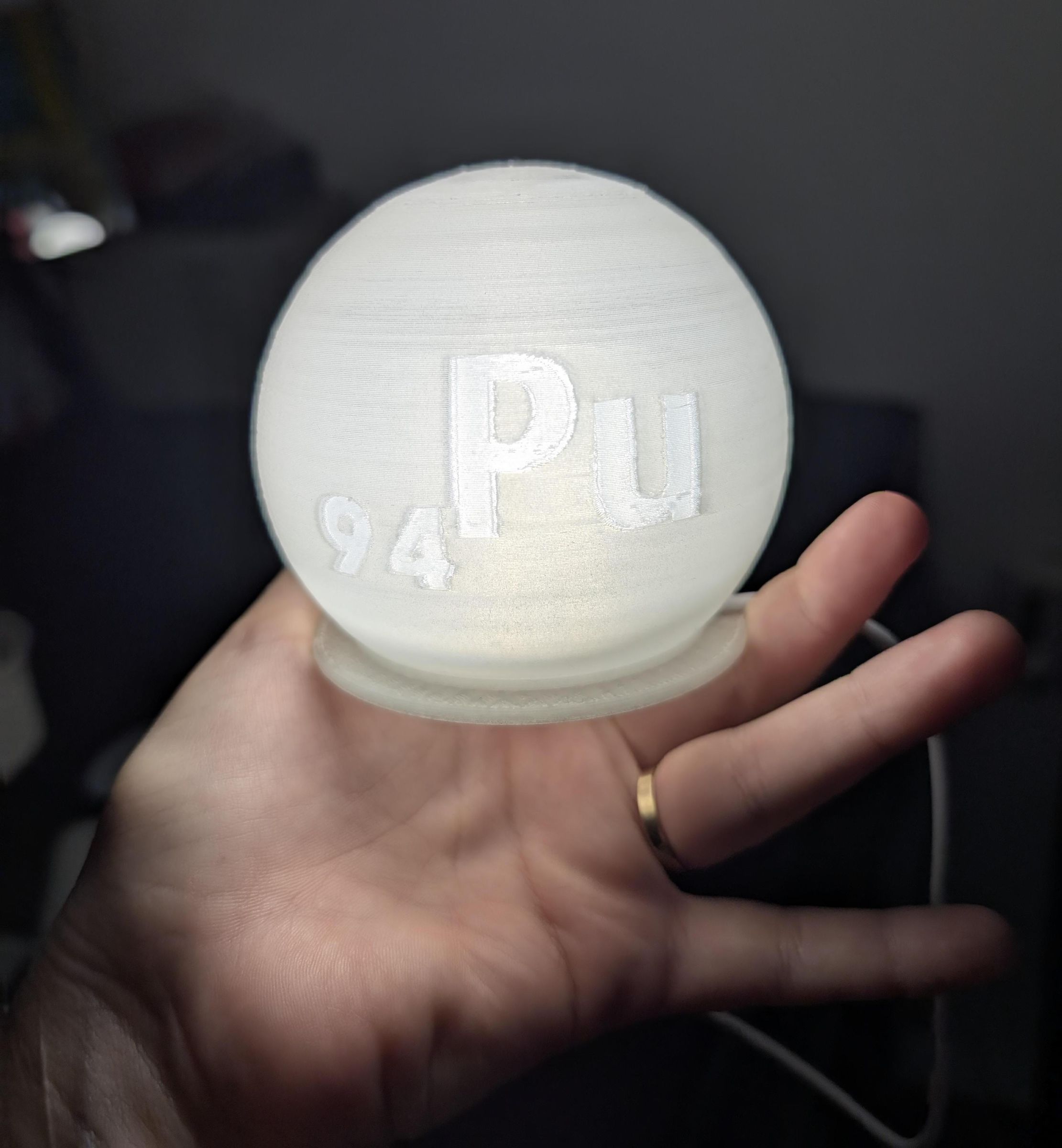 Demon Core True Size Glow in the Dark Lithophane Lamp