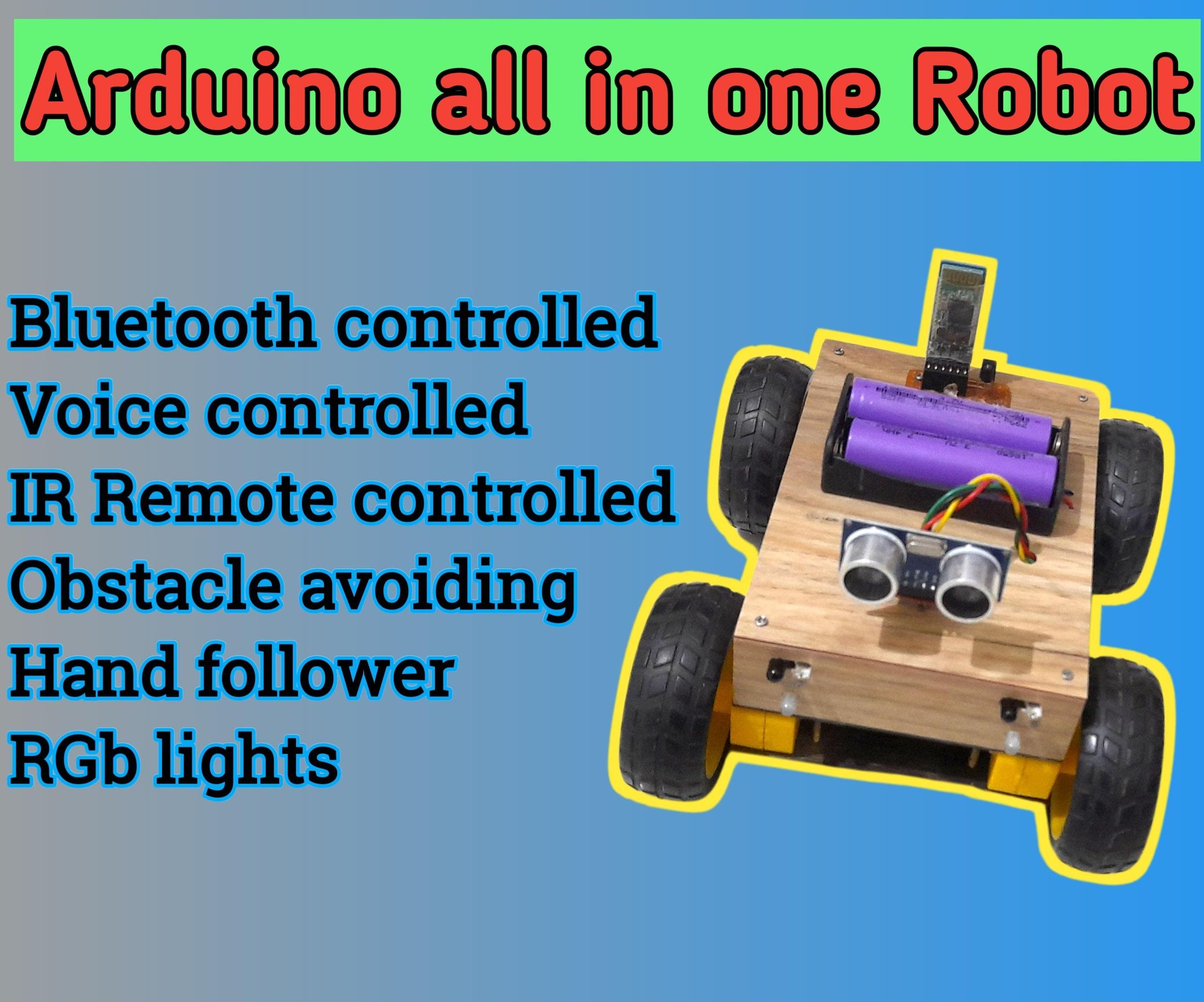 DIY Arduino All-in-One Robot Car: Control With Bluetooth, Voice, IR, Gestures, Avoid Obstacles, Follow Hand