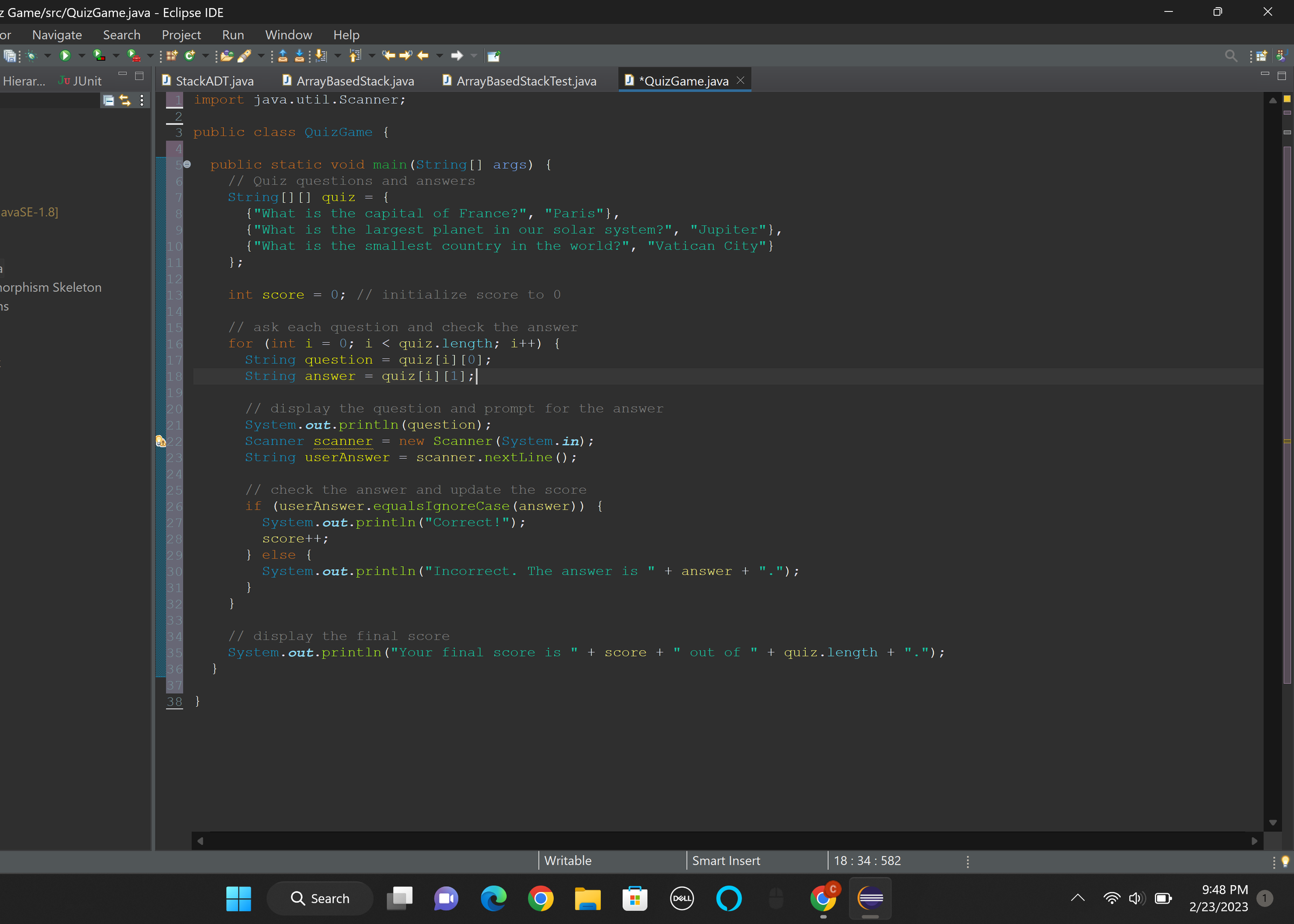 Java Quiz Game