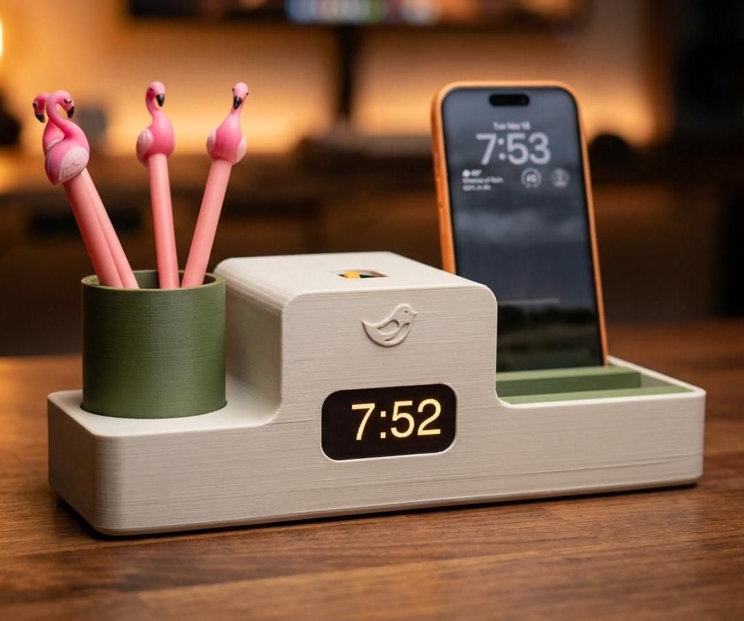 Cuckoo Peek-A-Boo Desk Clock Organizer