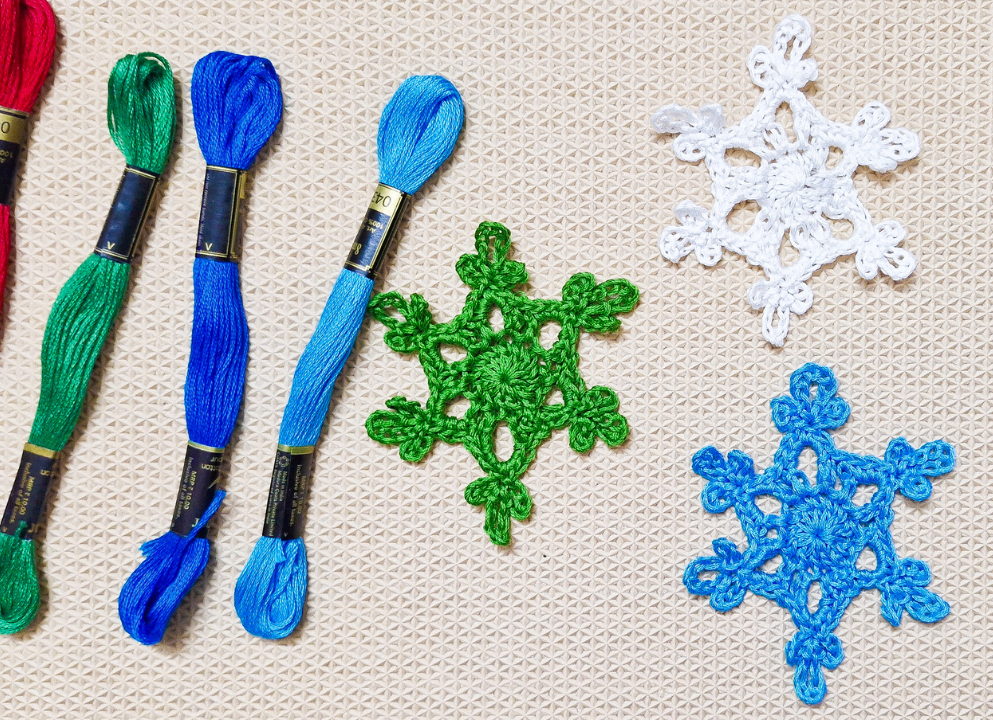 5 Minutes Crochet Snowflake With Embroidery Floss