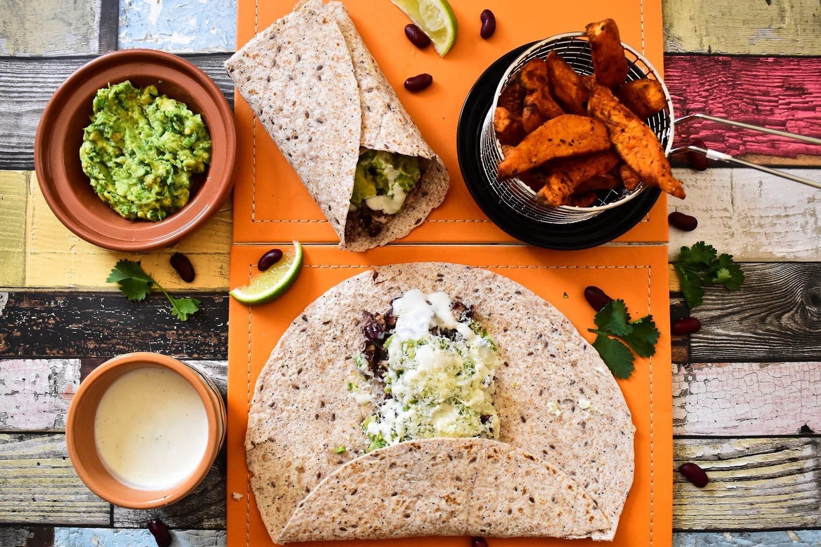 Cheese and Bean Burritos With Avocado