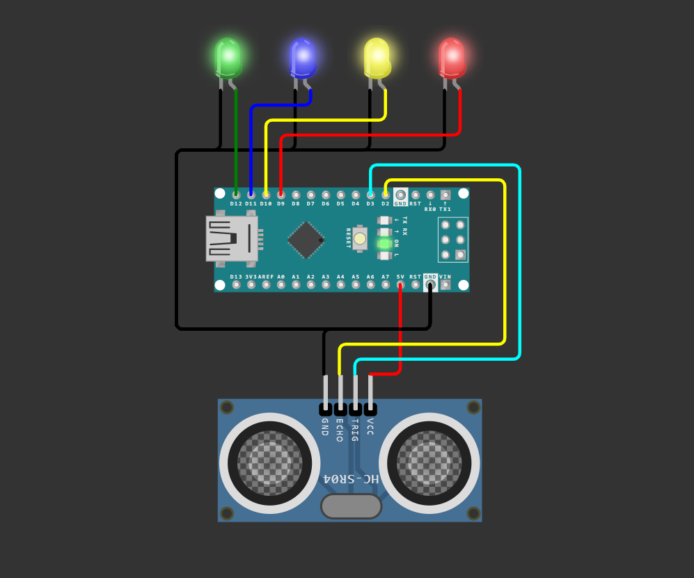 Ultrasonic-Based Distance Measurement Device With LED Indicator (Digital Circuit)