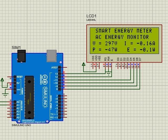Smart Enery Meter (AC Current) on Proteus