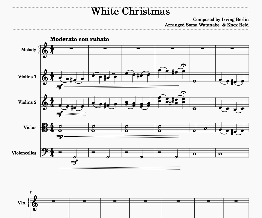 White Christmas Arrangement for String Orchestra