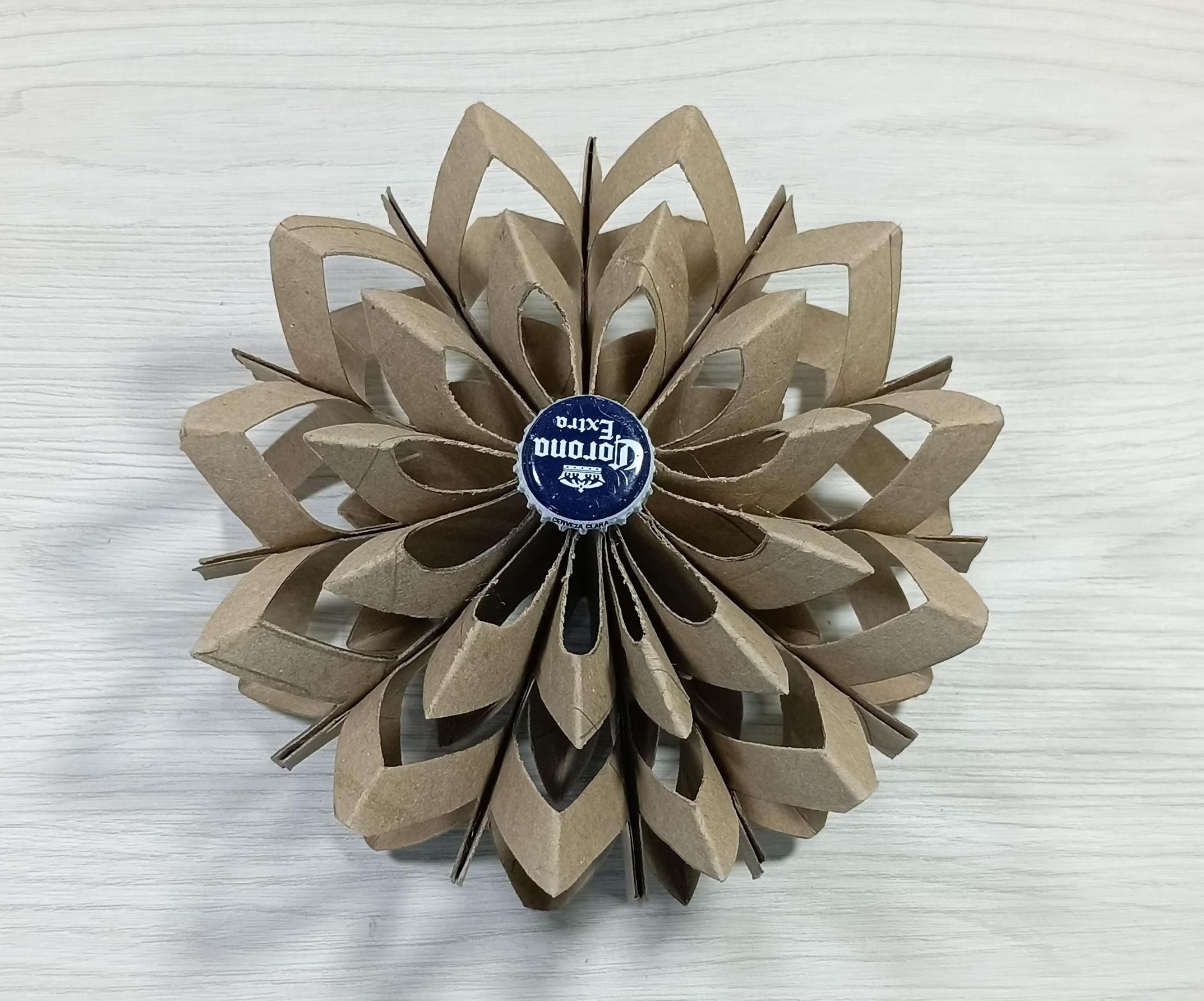Christmas Snowflake from recycled paper rolls