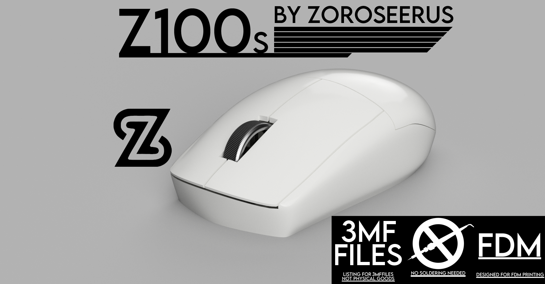 Z100s, 3D Printed Symmetric Wireless Mouse Guide