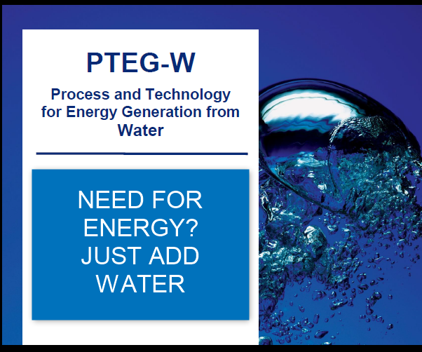 PTEG-W (Process Technology Energy Generator From the WATER