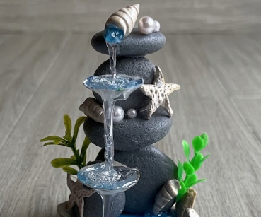 DIY Mini Zen Fountain From Rocks & Shells