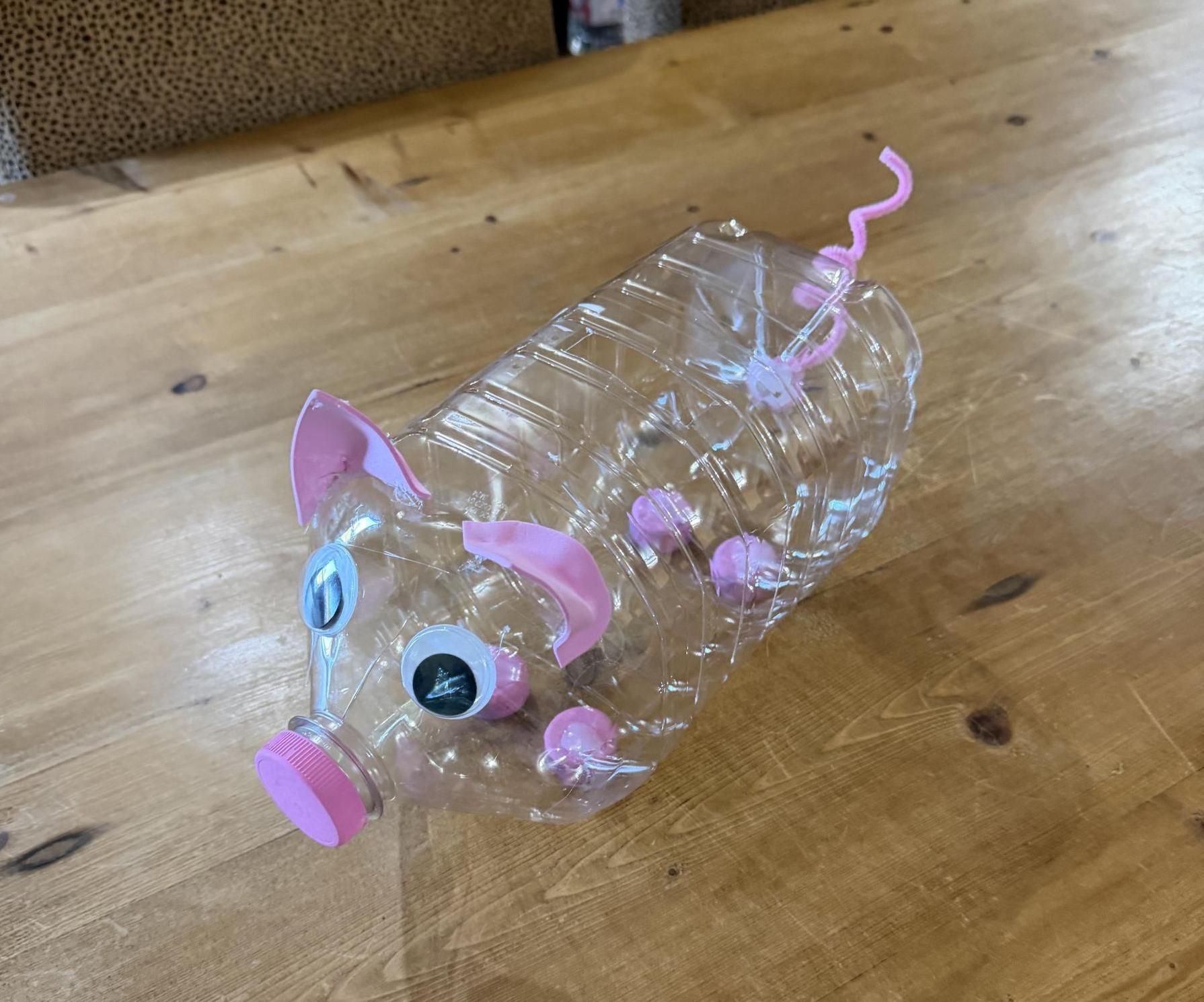 Upcycled Plastic Juice Bottle Piggy Bank