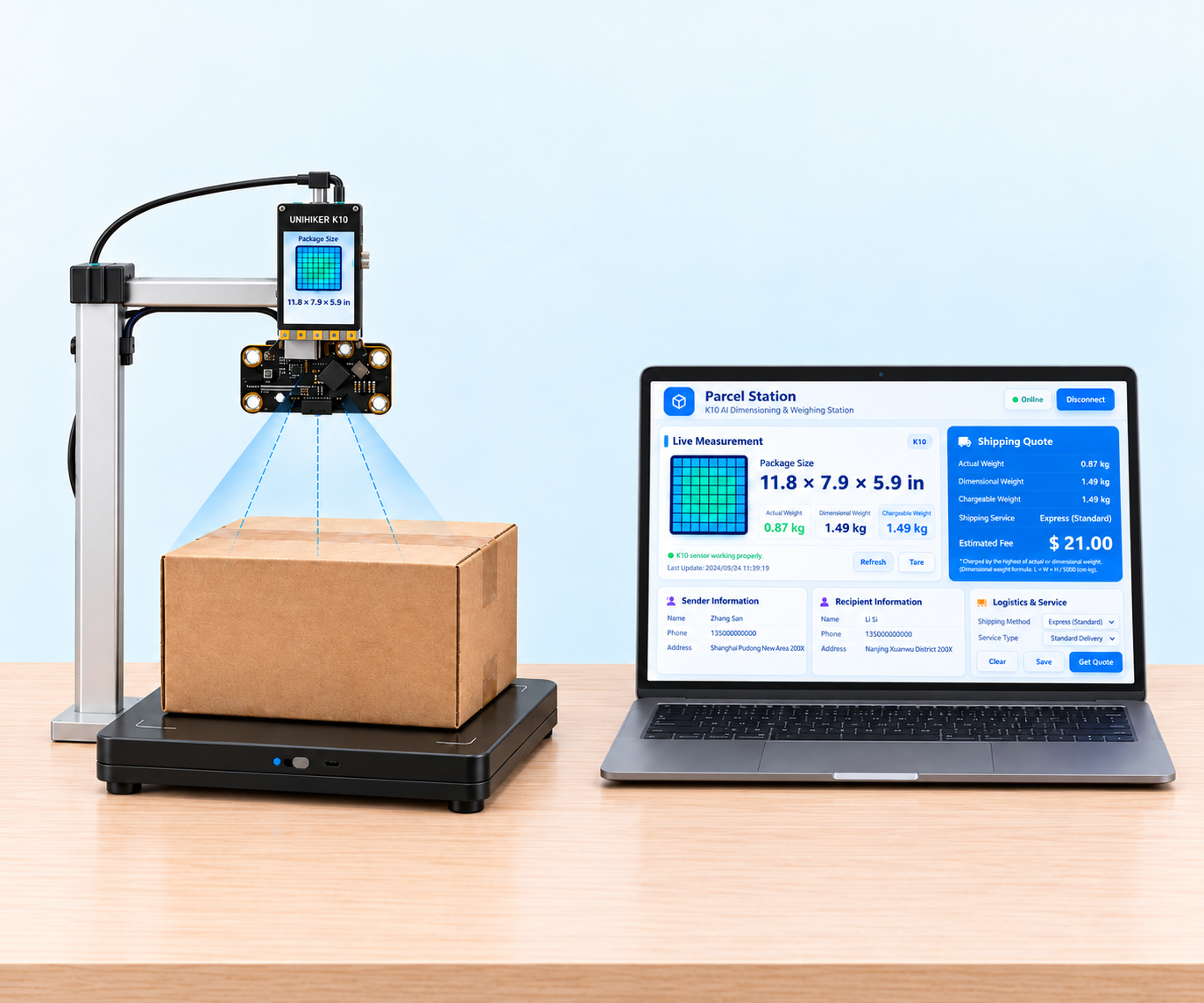 Build a Parcel Billing Station With 8x8 LiDAR and UNIHIKER K10