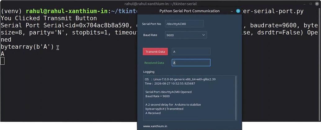 running tkinter python serial port program on Ubuntu Linux